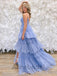 Elegant V-neck Sleeveless Side slit A-line Long Prom Dress, PD3629