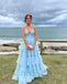 Elegant V-neck Sleeveless A-line Long Prom Dress, PD3627