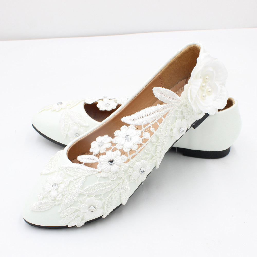 White high heel large size wedding shoes for women round toe wedding shoes