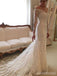 Gorgeous V-neck Off-Shoulder Long Sleeves Mermaid Long Wedding Dresses,WD3096