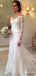 Gorgeous V-neck Off-Shoulder Long Sleeves Mermaid Long Wedding Dresses,WD3096