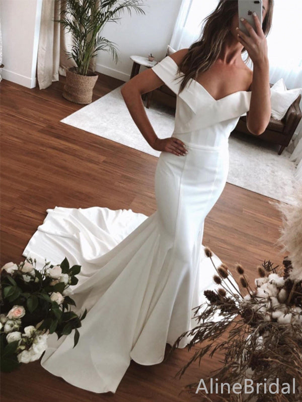 Elegant V-neck Off-Shoulder Strapless Mermaid Long Wedding Dresses,WD3099