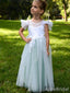 Cute Lace Appliques A-line Long Flower Girl Dresses FGS150