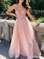 Gorgeous V-neck Spaghetti Strap A-line Long Prom Dress,PD38092