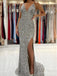 Sparkly Sequins V-neck Spaghetti Strap Mermaid Long Prom Dress,PD38088