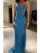 Sparkly One Shoulder Sleeveless Mermaid Long Prom Dress, PD3697