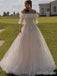 Gorgeous Off-Shoulder Strapless Lace A-line Long Wedding Dresses,WD3072