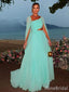 Unique Mint Green Long Sleeves A-line Long Prom Dress,PD38114