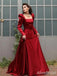 Elegant Square Long Sleeves A-line Long Prom Dress,PD38119