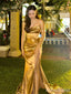 Gorgeous Yellow Strapless Split Side Mermaid Long Prom Dress,PD38142