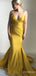 Simple V-neck Spaghetti Strap Mermaid Long Prom Dress,PD38160