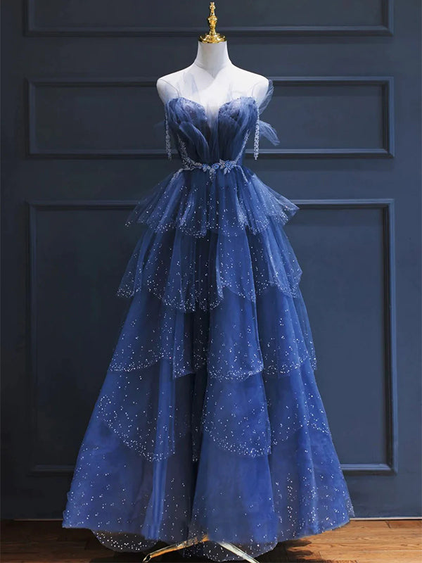 Elegant V-neck Sleeveless A-line Floor Length Prom Dress, PD3663