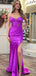 Elegant V-neck Spaghetti Strap Split Side Mermaid Long Prom Dress,PD381781