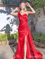 Elegant One Shoulder Sweetheart Split Side Mermaid Long Prom Dress,PD381785