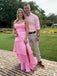 Elegant Pink Split Side A-line Long Prom Dress,PD381805