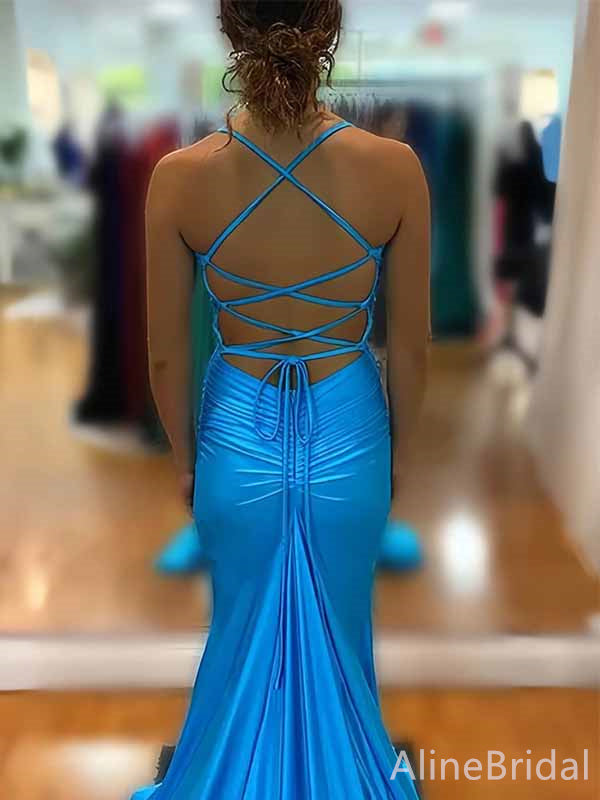 Gorgeous V-neck Spaghetti Strap Mermaid Long Prom Dress,PD381823