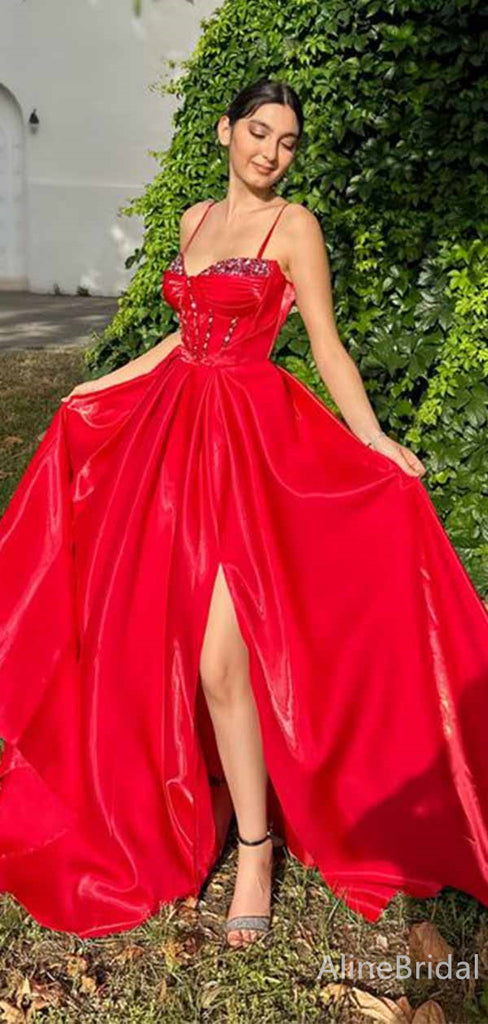 Gorgeous Sweetheart Spaghetti Strap A-line Long Prom Dress,PD381832