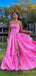 Simple Strapless Split Side A-line Long Prom Dress,PD381866