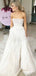 Elegant White Strapless A-line Long Wedding Dresses,WD3112