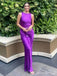 Gorgeous  Sleeves Purple Mermaid Long Prom Dress,PD381884