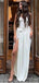 Simple White Split Side A-line Long Prom Dress,PD381898