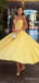 Gorgeous Yellow V-neck Strapless A-line Long Prom Dress,PD381903