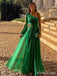 Elegant One Shoulder Long Sleeveas A-line Long Prom Dress,PD381913