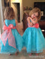 Elegant Blue A-line Long Flower Girl Dresses, FGS190