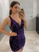 Sparkly Deep V-neck A-line Short Homecoming Dress, HD328005