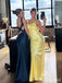 Sexy Yellow V-neck Straps Backless Mermaid Long Prom Dress,PD381955