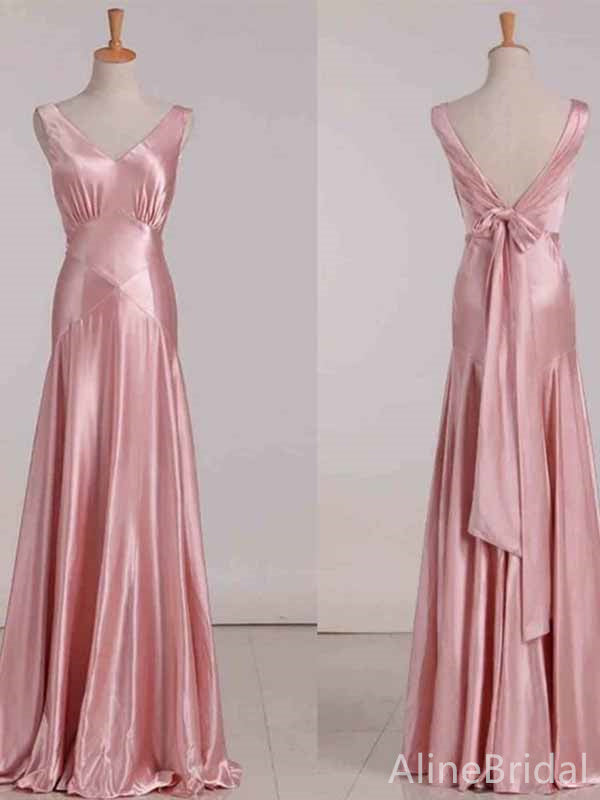 Elegant Pink V-neck Mermaid Long Prom Dress,PD381971