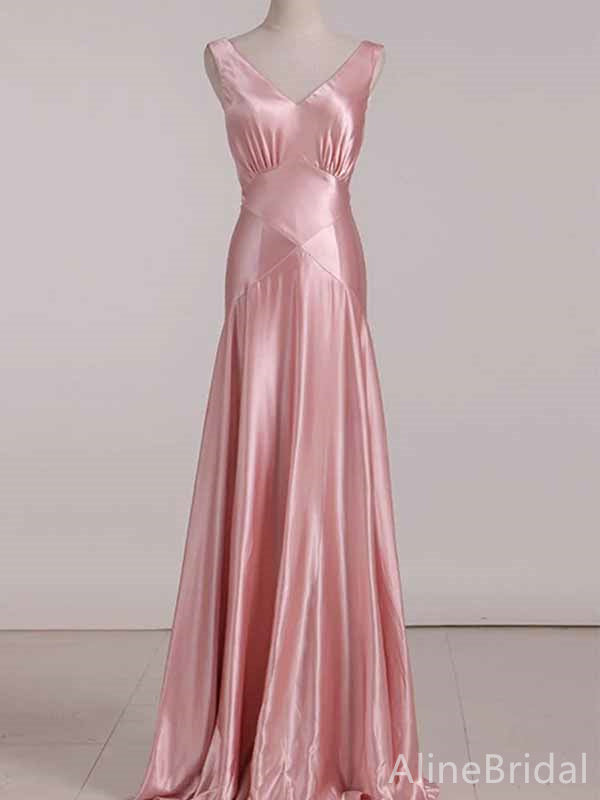 Elegant Pink V-neck Mermaid Long Prom Dress,PD381971