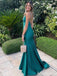 Sexy V-neck Dark Green Spaghetti Strap Mermaid Long Prom Dress,PD381974