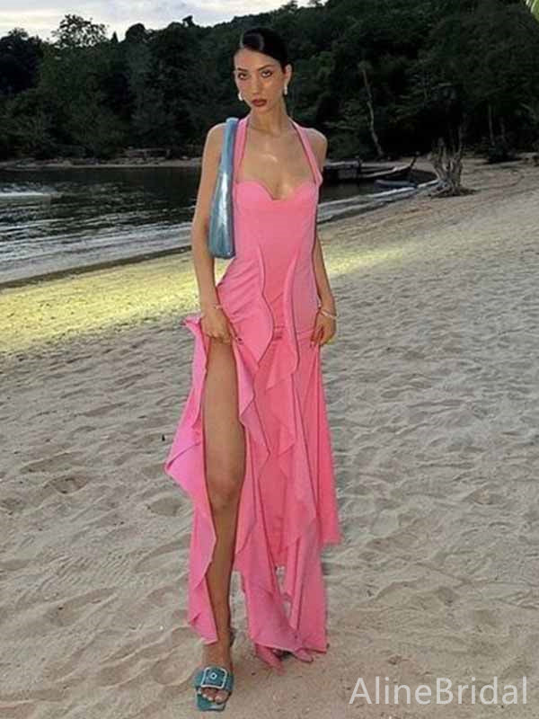 Sexy Sweetheart Halter Side-Slit Mermaid Long Prom Dress,PD381983