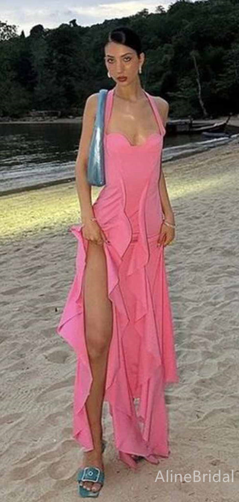 Sexy Sweetheart Halter Side-Slit Mermaid Long Prom Dress,PD381983