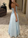 Elegant Baby Blue Strapless A-line Long Prom Dress,PD381984