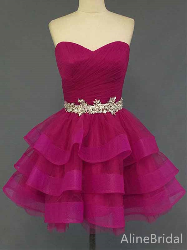 Elegant Sweetheart Strapless A-line Short Homecoming Dress, HD328006