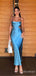 Gorgeous Blue Spaghetti Strap Mermaid Long Prom Dress,PD382006