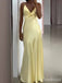 Elegant Yellow V-neck Spaghetti Strap Mermaid Long Prom Dress,PD382015