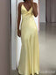 Elegant Yellow V-neck Spaghetti Strap Mermaid Long Prom Dress,PD382015