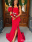 Elegant Off-Shoulder Strapless Side Slit Mermaid Long Prom Dress,PD382021