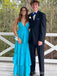 Elegant V-neck Spaghetti Strap A-line Long Prom Dress,PD382023