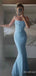 Elegant Blue Spaghetti Strap Mermaid Long Prom Dress,PD382029