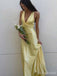 Elegant Yellow V-neck Mermaid Long Prom Dress,PD382030