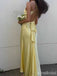 Elegant Yellow V-neck Mermaid Long Prom Dress,PD382030