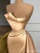 Gorgeous Champagne Strapless Side Slit Mermaid Long Prom Dress,PD382033