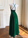 Elegant Green V-neck Spaghetti Strap A-line Long Prom Dress,PD382040