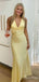 Elegant V-neck Yellow Halter Mermaid Long Prom Dress,PD382053