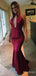 Sexy Burgundy Halter Mermaid Long Prom Dress,PD382055