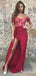 Gorgeous V-neck Lace Off-Shoulder Mermaid Split Side Long Prom Dress,PD382057